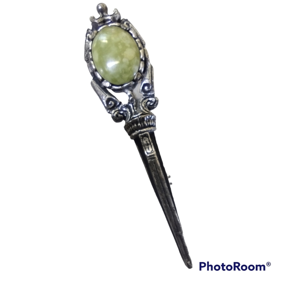 Celtic brooch pin green jewelry vintage